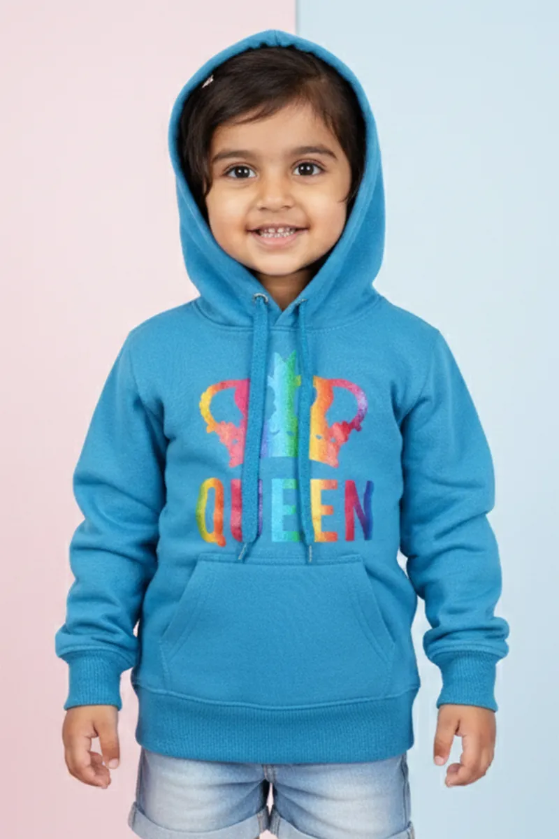 Cotton Blend Printed Casual Hoodie for Girls - Blue CLGT00194BLU67YRS