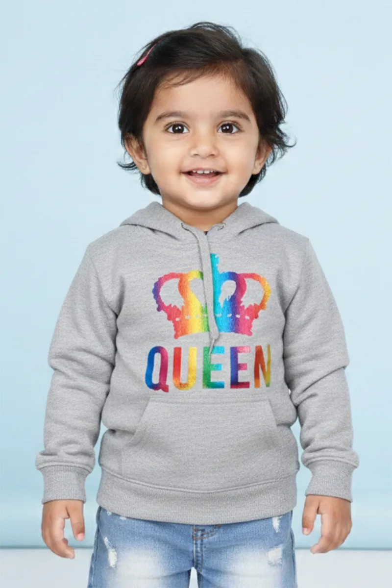 Cotton Blend Printed Casual Hoodie for Girls - Grey CLGT00194GRE45YRS