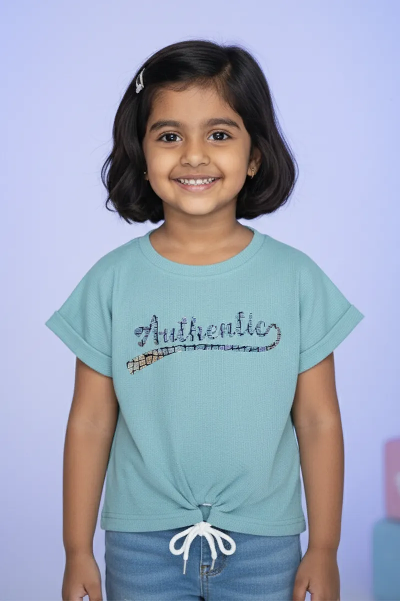 Printed Half-Sleeve T-Shirt for Girls - Green CLGT00203GRN12YR