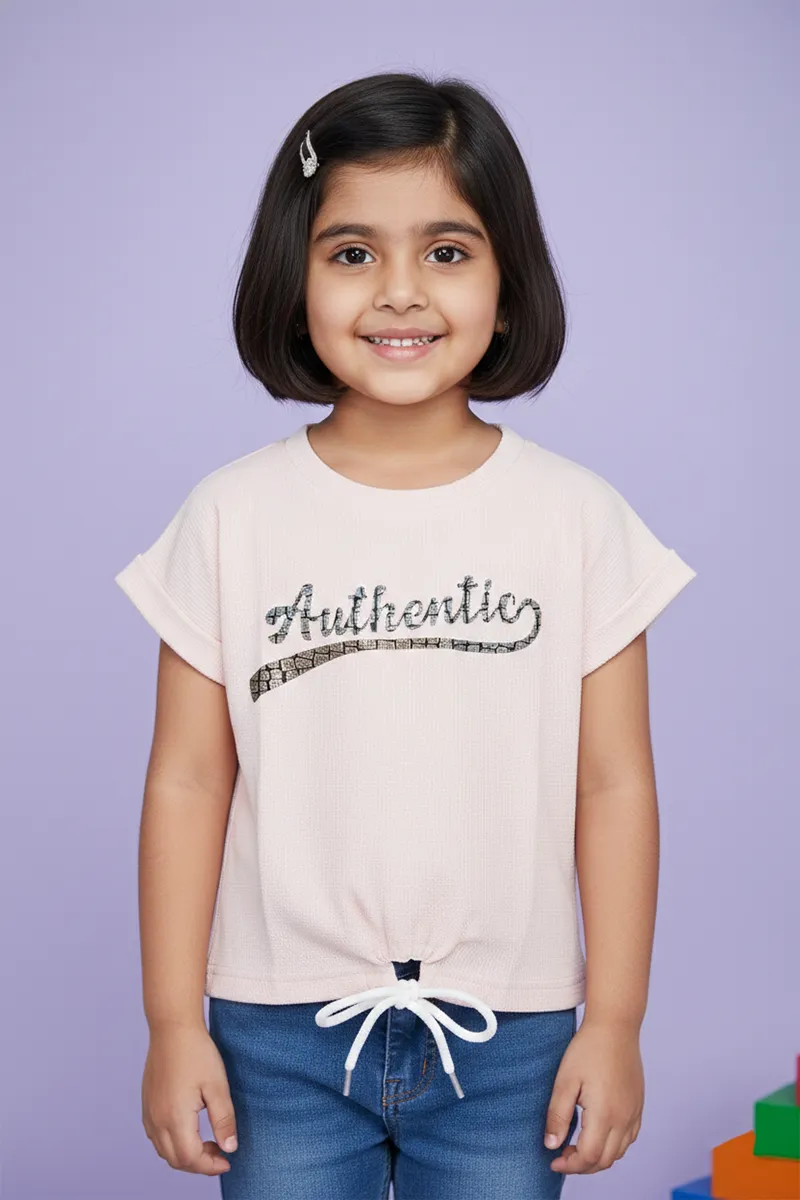 Printed Half-Sleeve T-Shirt for Girls - Peach CLGT00203PEA78YR