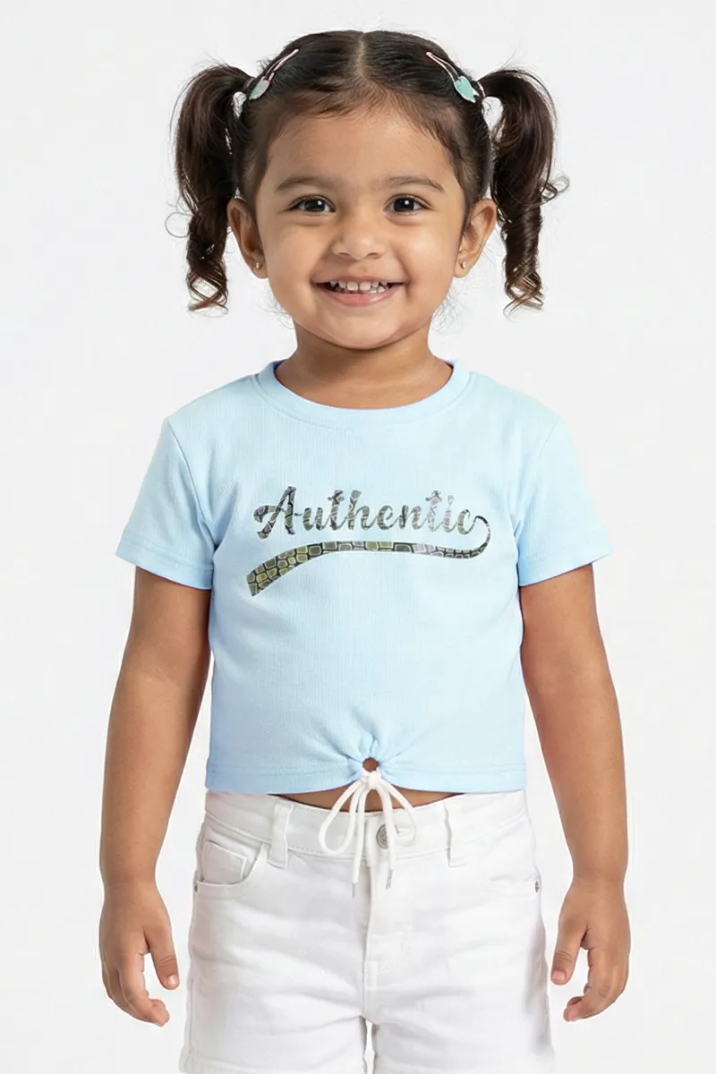 Printed Half-Sleeve T-Shirt for Girls - Sea Green