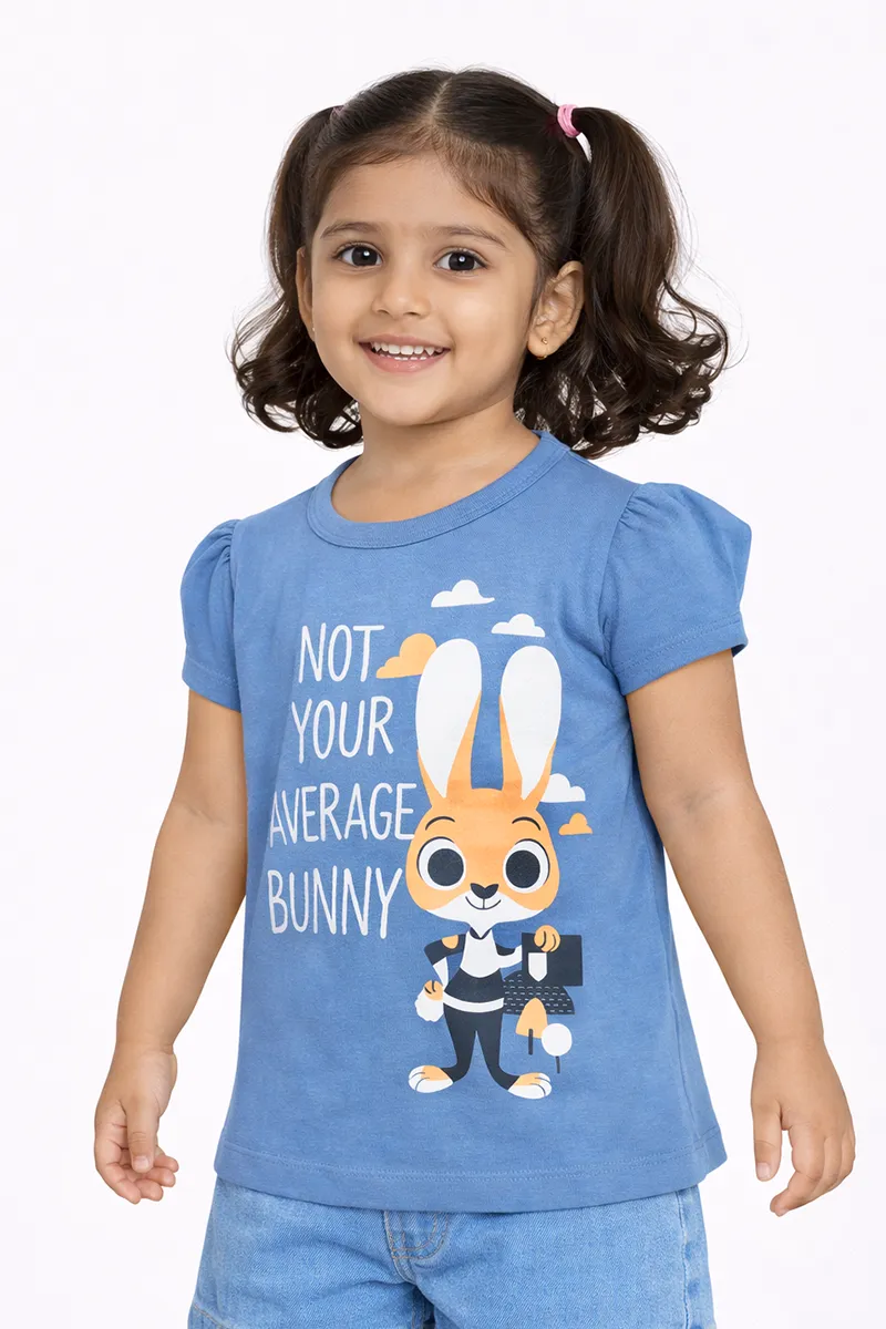 Printed Half Sleeve T-Shirt for Girls - Blue CLGT00304BLU34YRS
