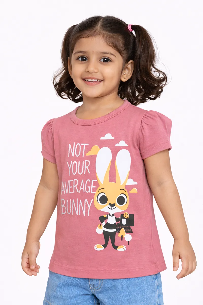 Printed Half Sleeve T-Shirt for Girls - Dusty Pink CLGT00304DUSPIN34YRS