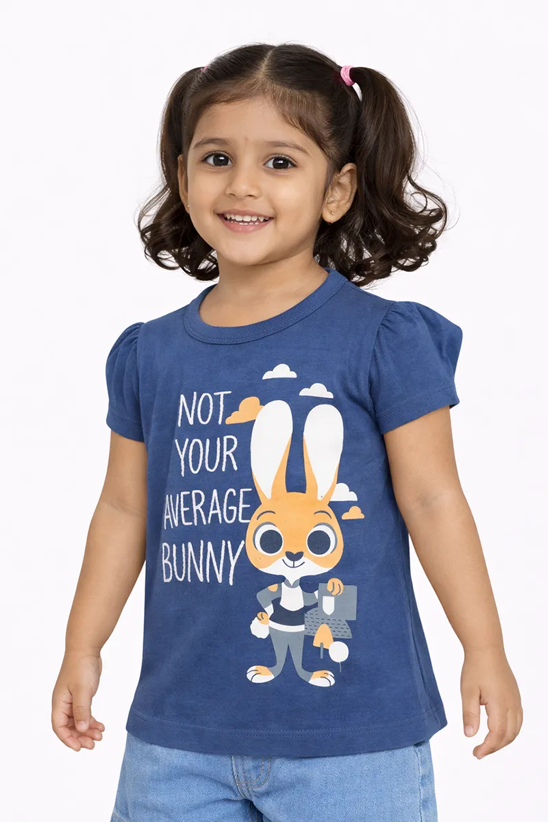 Printed Half Sleeve T-Shirt for Girls - Navy Blue CLGT00304NAVBLU34YRS