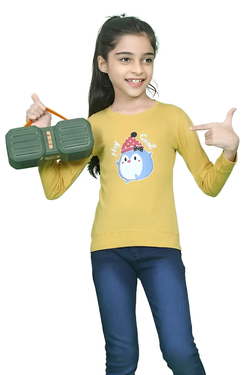 Full-Sleeve T-Shirt for Girls - Yellow CLGT00456YEL12YR