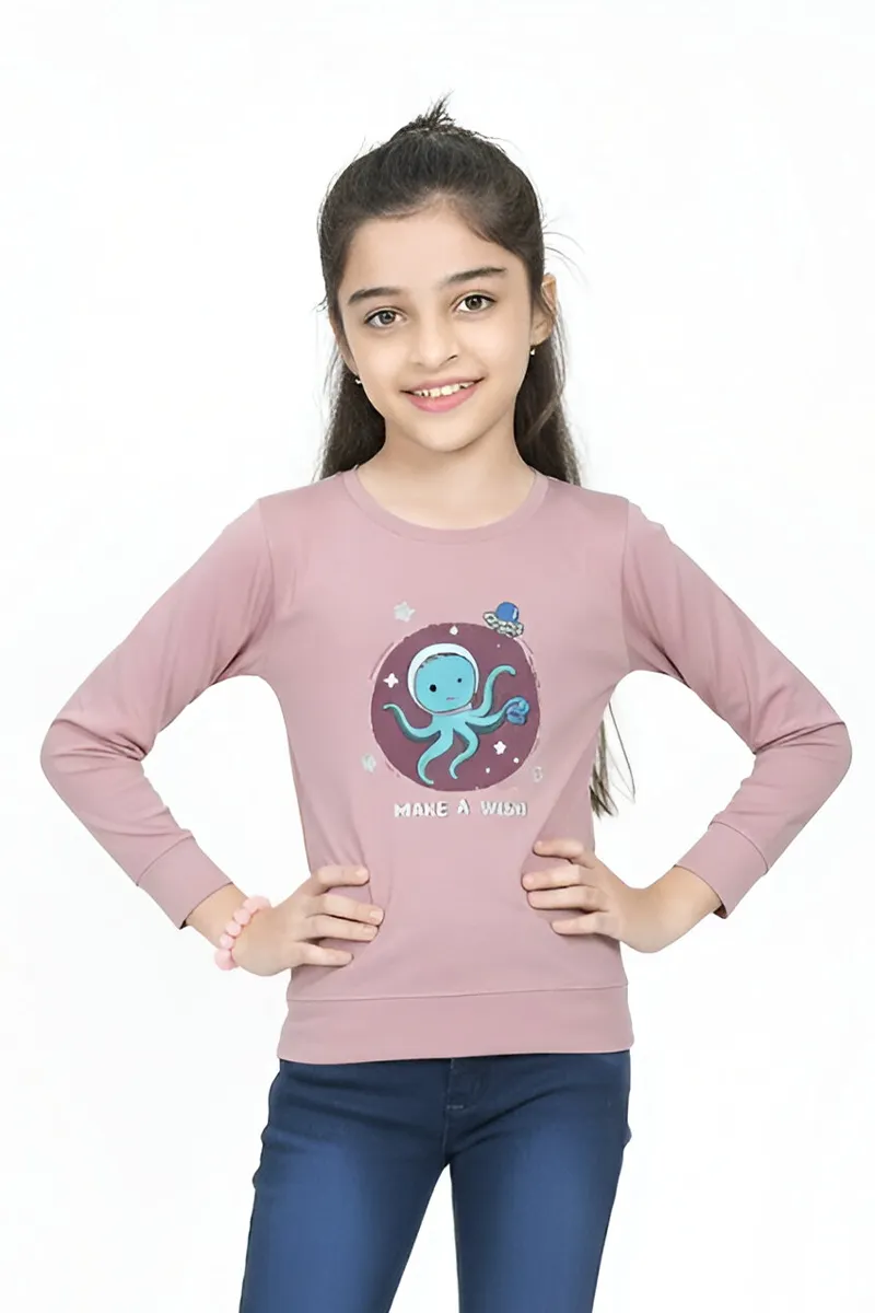 Full-Sleeve T-Shirt for Girls - Dusty Pink