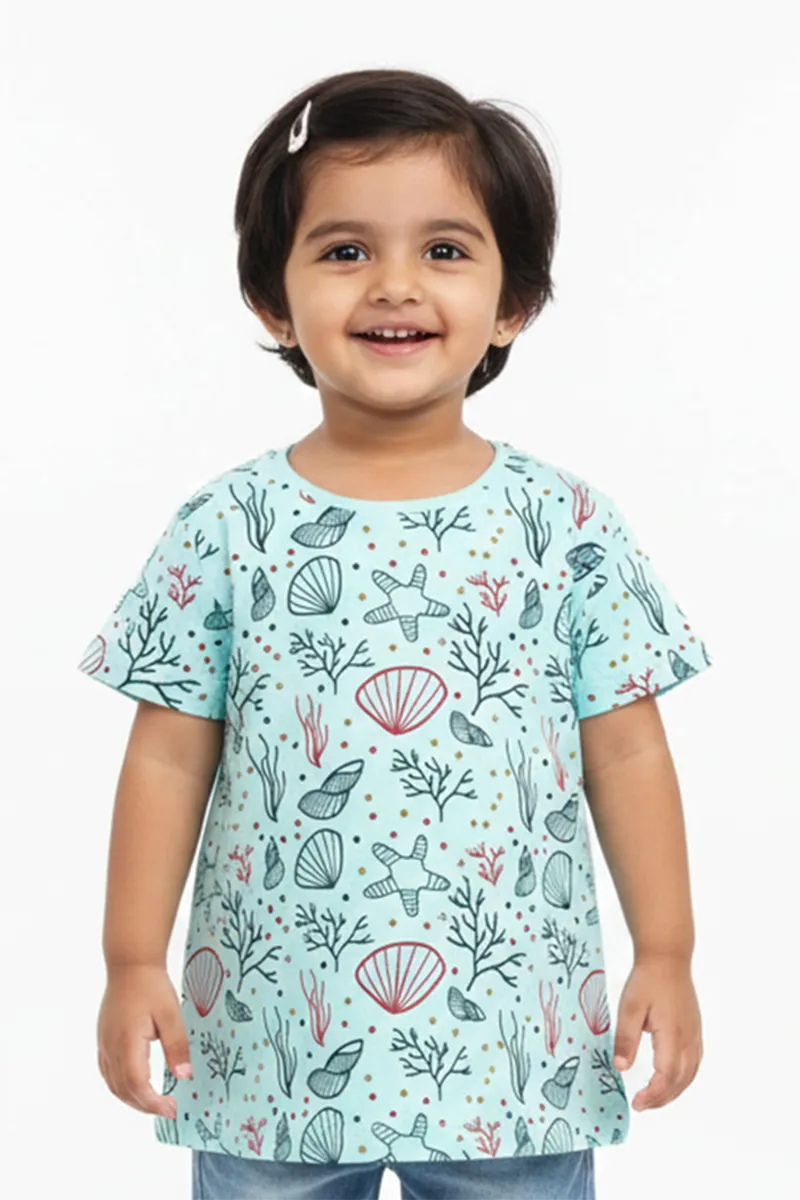 Printed T-Shirt for Girls -Blue