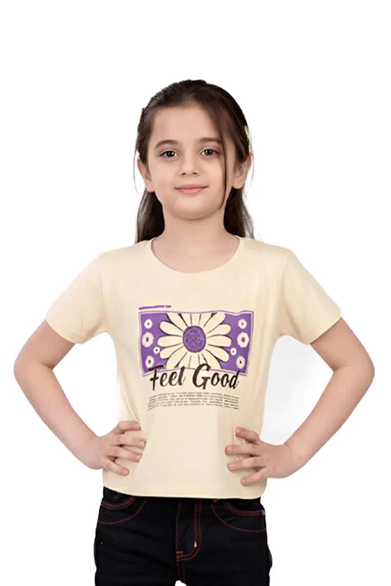 Printed T-Shirt for Girls - Cream