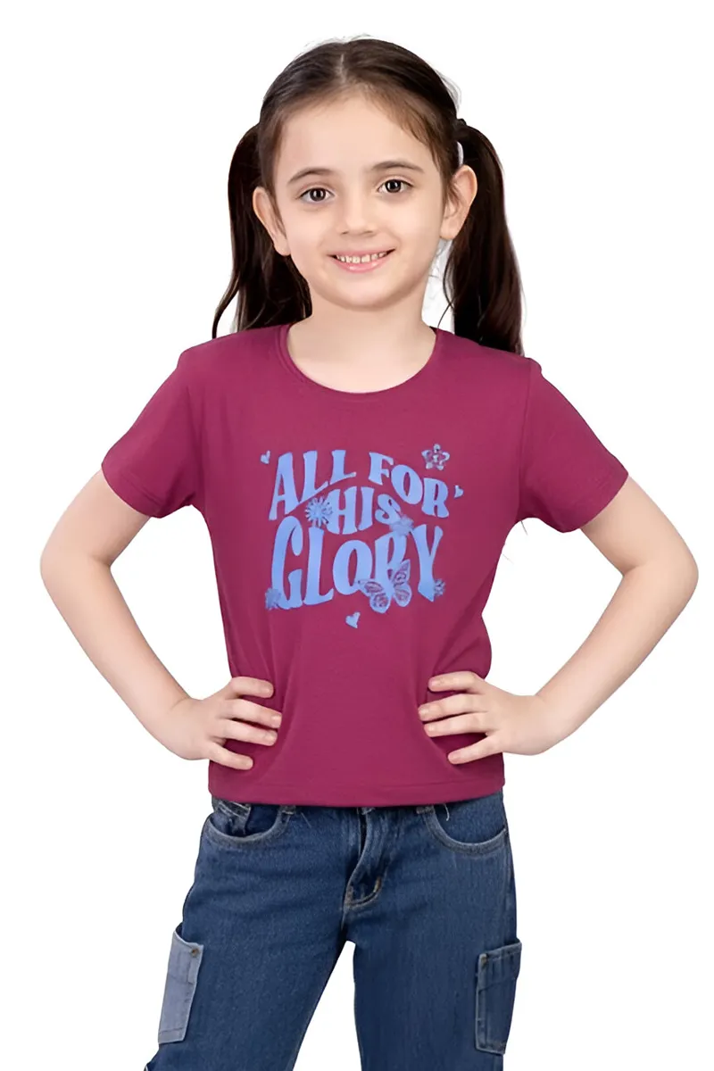 Printed T-Shirt for Girls - Magenta