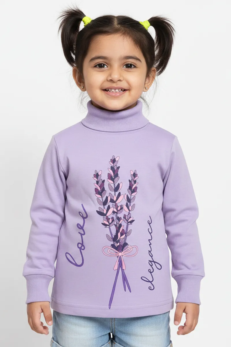 High Neck T-Shirt for Girls - Lavender CLGT00500LAV910Y