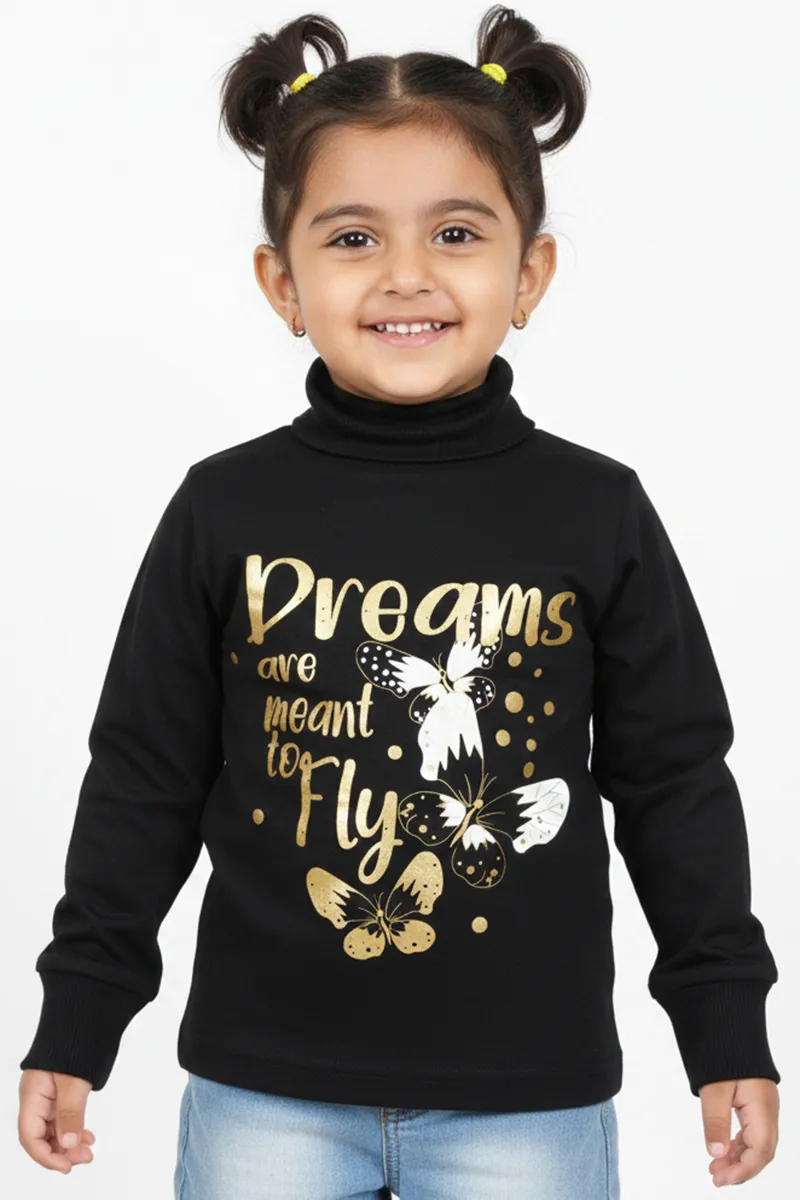 High Neck T-Shirt for Girls - Black CLGT00502BLA67YR