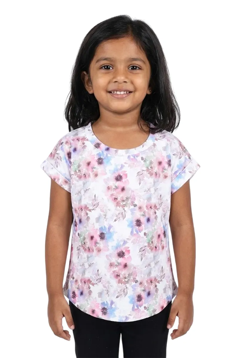 Girl's Cotton Floral Printed Casual T-Shirt - Dusty Pink CLGT0055DUSPIN56YR