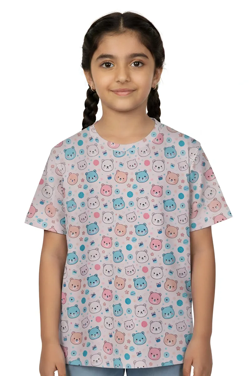 Cotton Lycra Printed Tops for Girls - Cream CLGT0090CRE45YRS