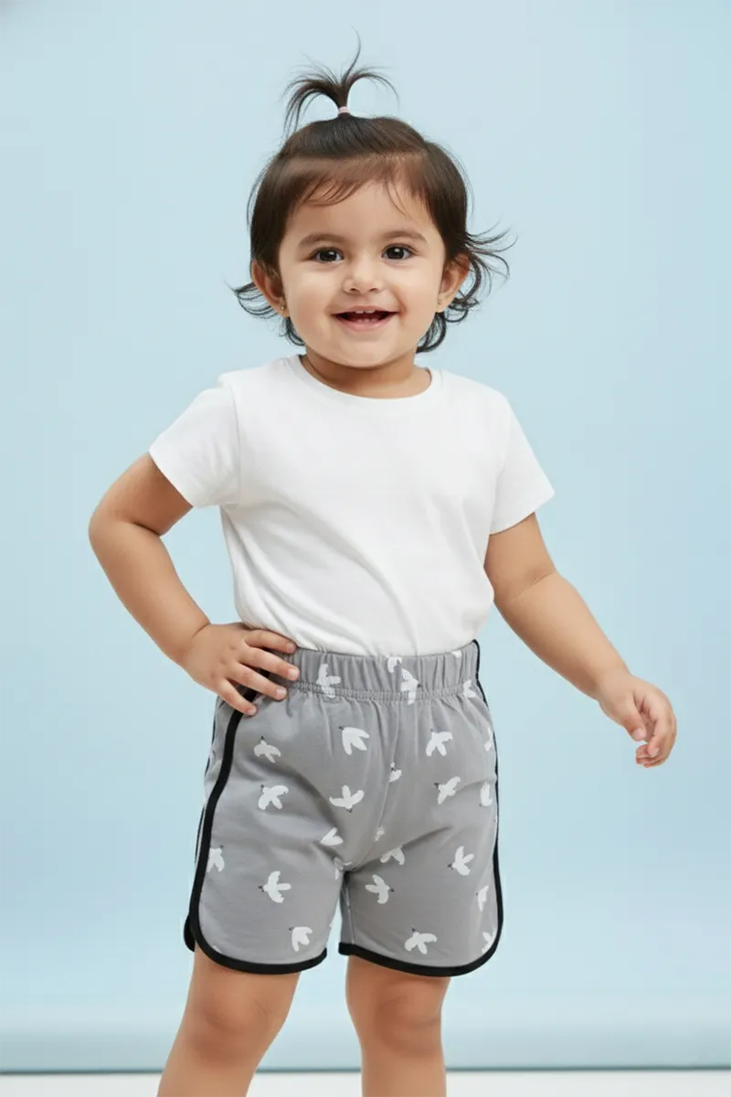 Printed Shorts for Girls - Grey