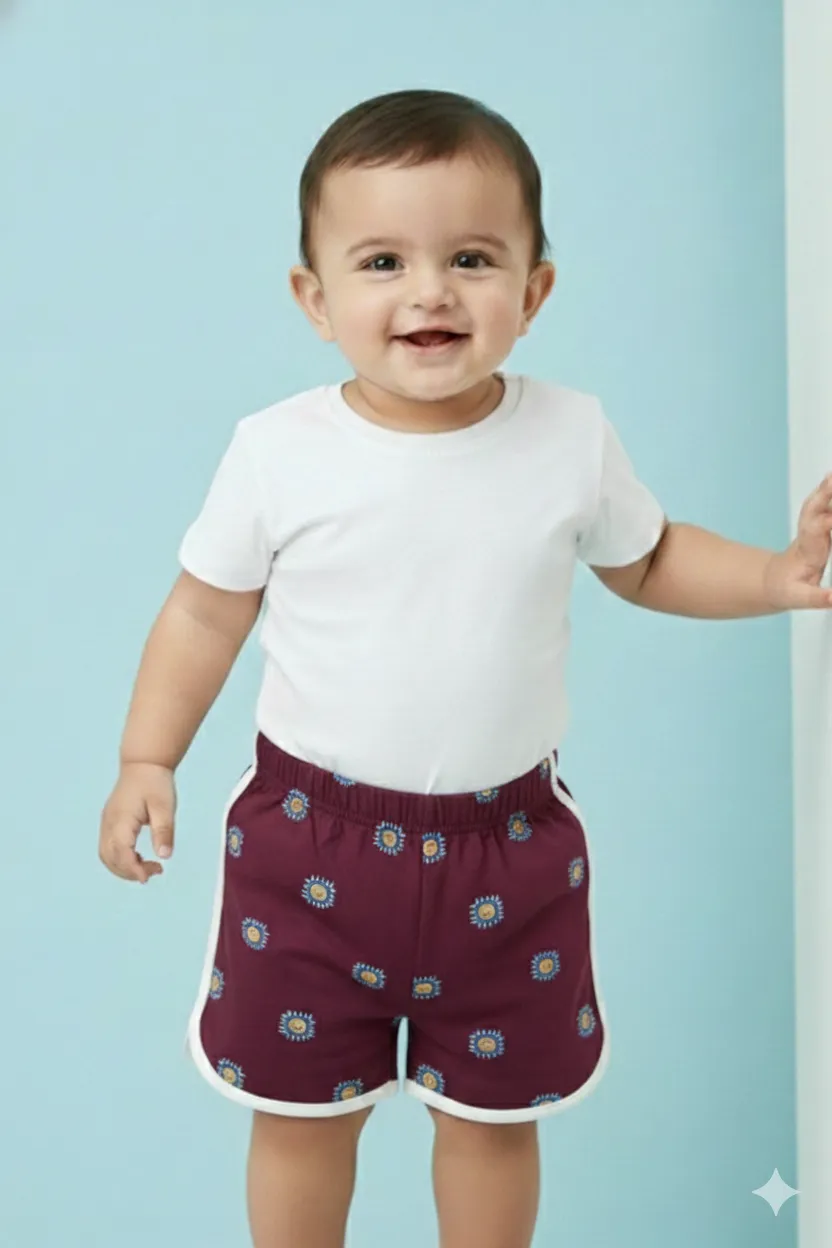 Printed Shorts for Girls - Wine