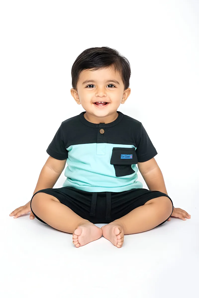 Cotton T-Shirt with Shorts Set for Baby Boy - Blue