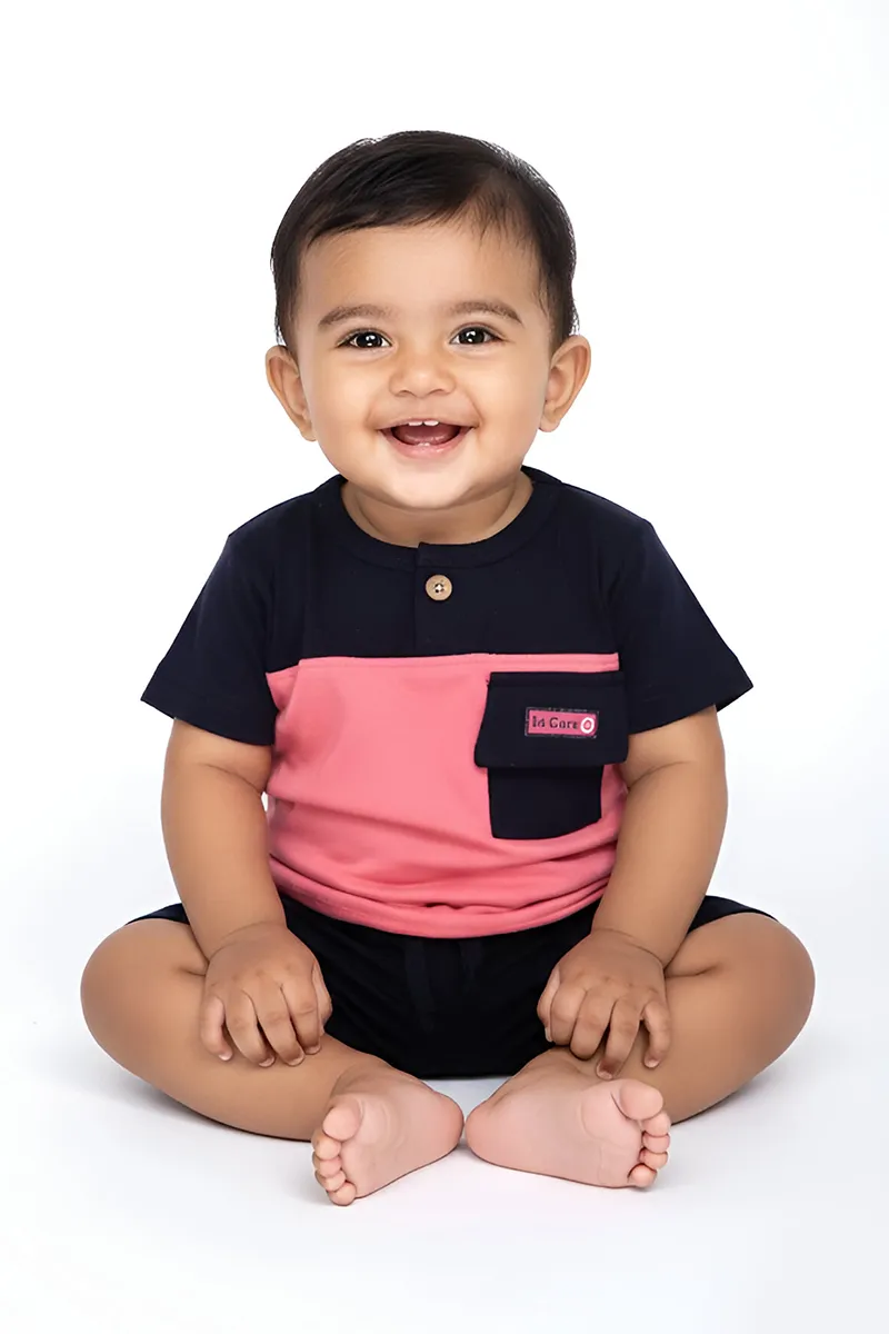 Cotton T-Shirt with Shorts Set for Baby Boy - Pink CLJBCL00107PIN69M