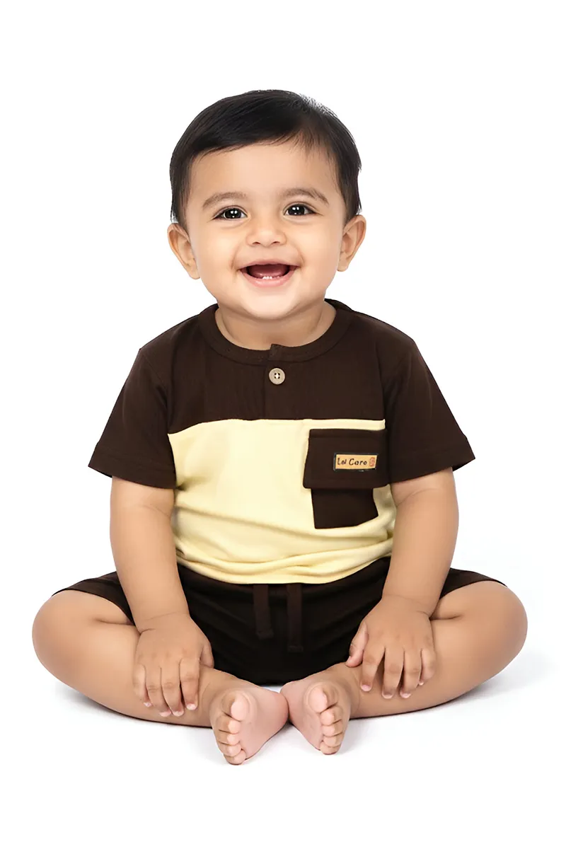 Cotton T-Shirt with Shorts Set for Baby Boy - Yellow CLJBCL00107YEL1218