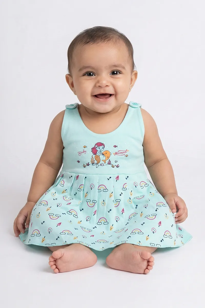 Printed Sleeveless Frock for Baby Girl - Green CLJBCL00164GRE1824