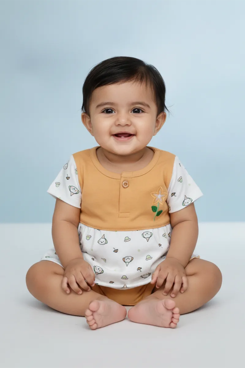 Frock and Panty Set for Babies - Light Brown - CLJBCL00199LIG03M