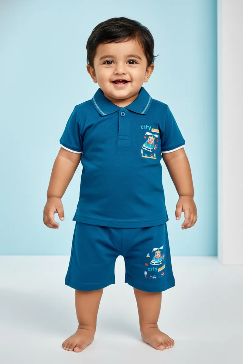 T-shirt and Shorts Set for Babies - Teal - CLJBCL00201TEA1218