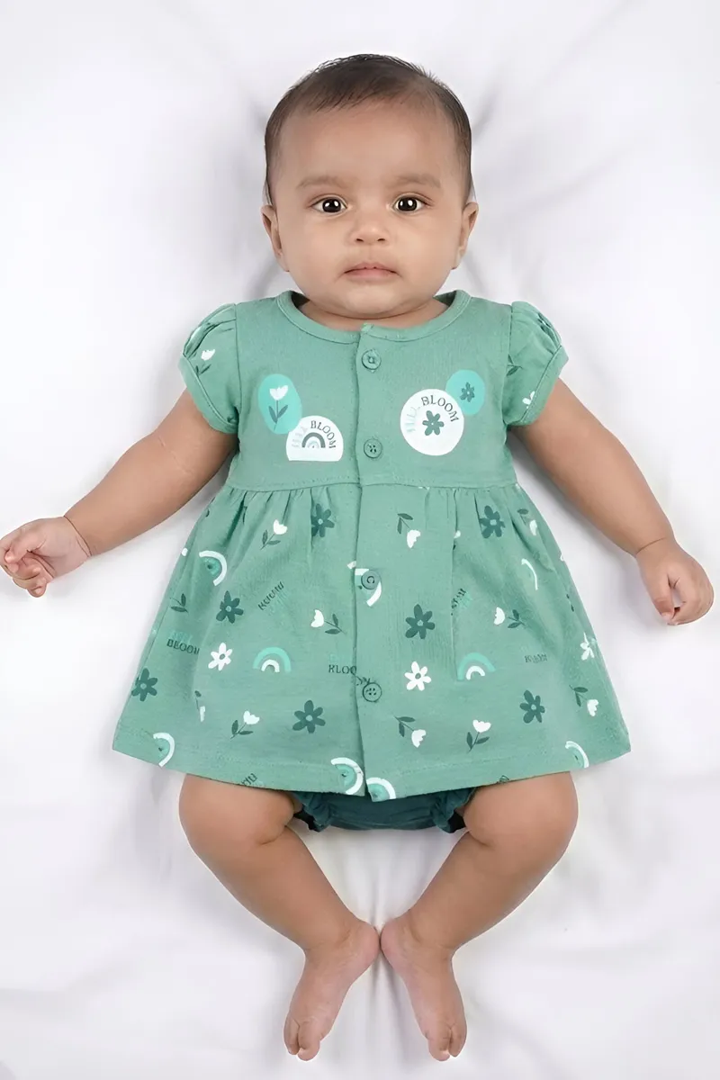 Cotton Frock with Panty Set for Baby Girl - Green CLJBCL0066GRE69M