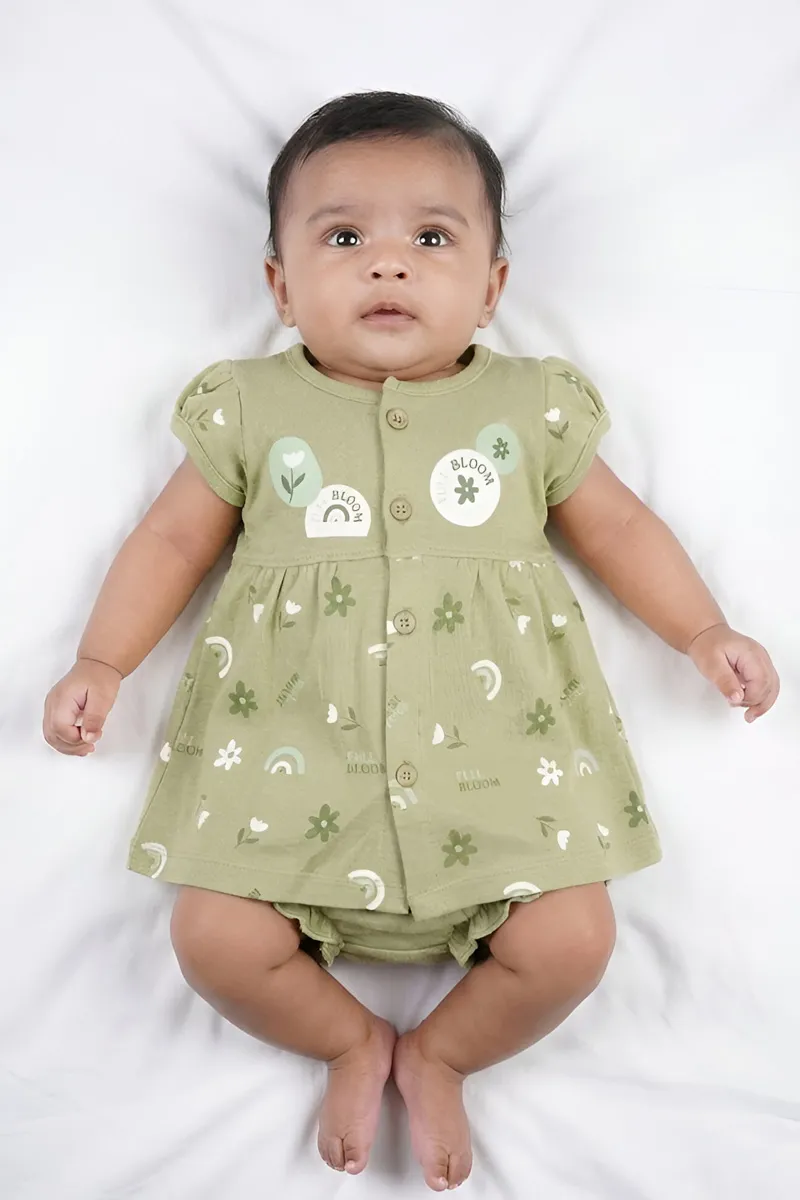 Cotton Frock with Panty Set for Baby Girl - Olive CLJBCL0066OLI1218