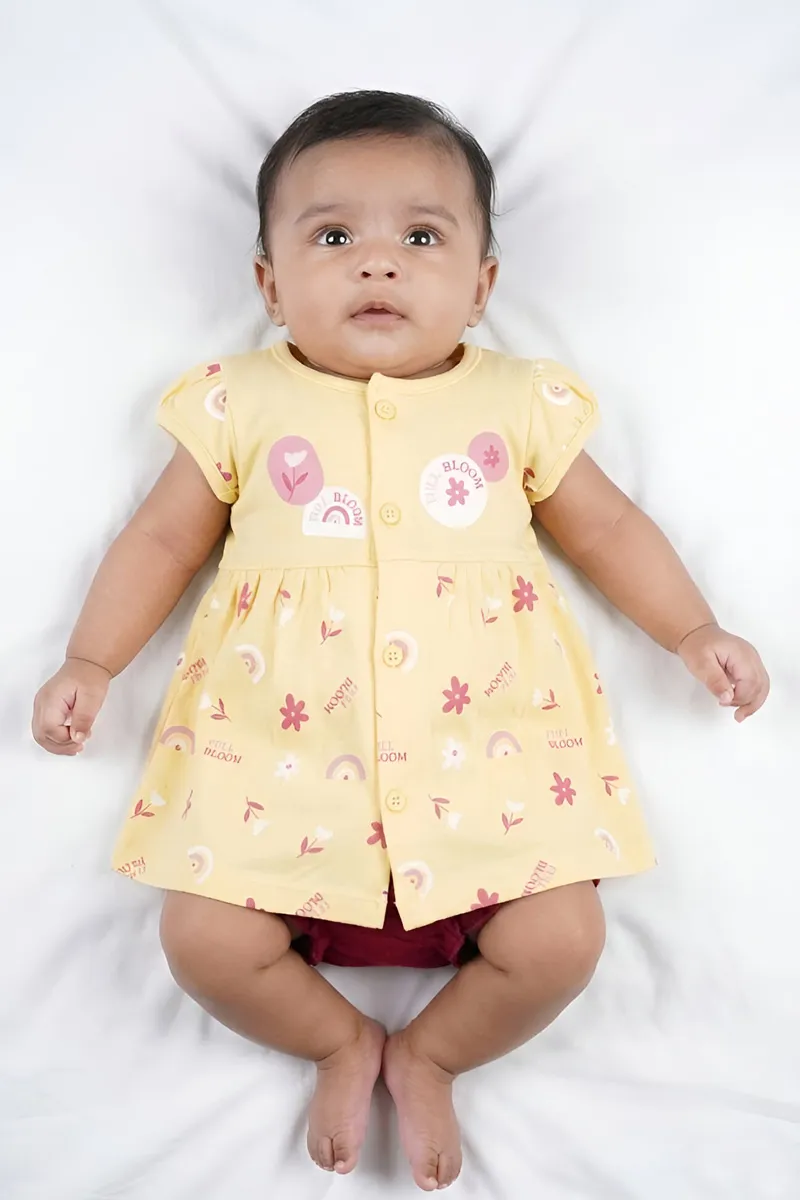 Cotton Frock with Panty Set for Baby Girl - Yellow