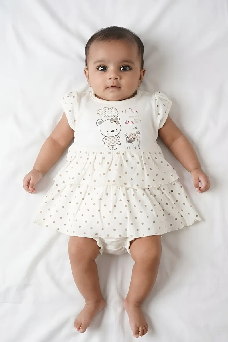 Cotton Frock with Panty Set for Baby Girl - Cream CLJBCL0068CRE69M