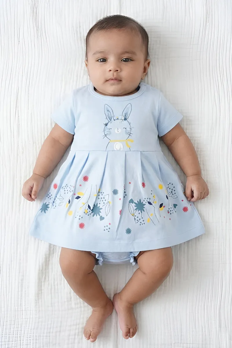 Cotton Frock with Panty Set for Baby Girl - Blue CLJBCL0074BLU36M