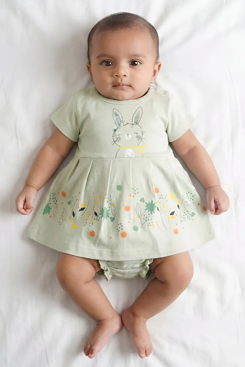 Cotton Frock with Panty Set for Baby Girl - Green CLJBCL0074GRE912M