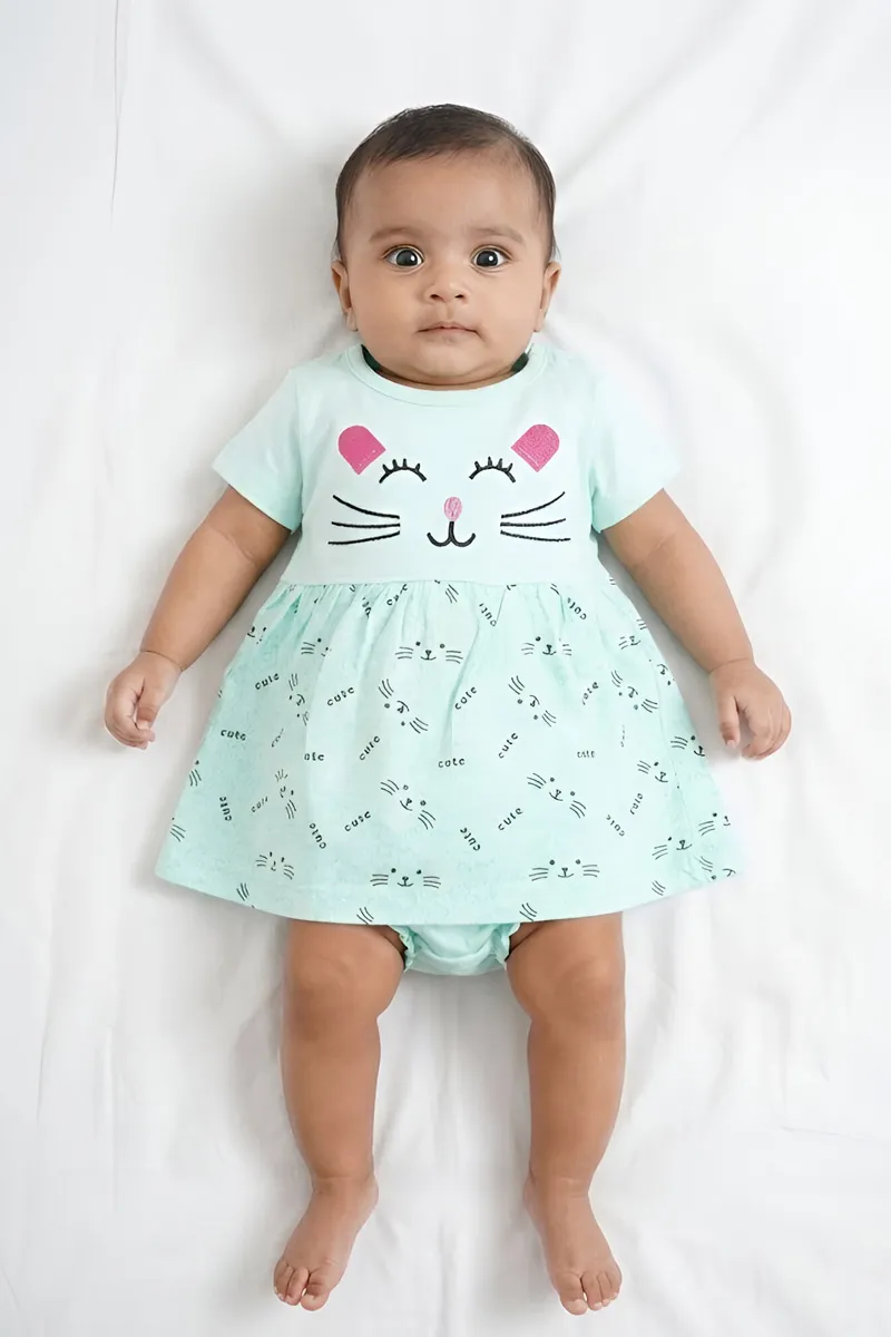 Cotton Frock with Panty Set for Baby Girl - Green CLJBCL0075GRE1218