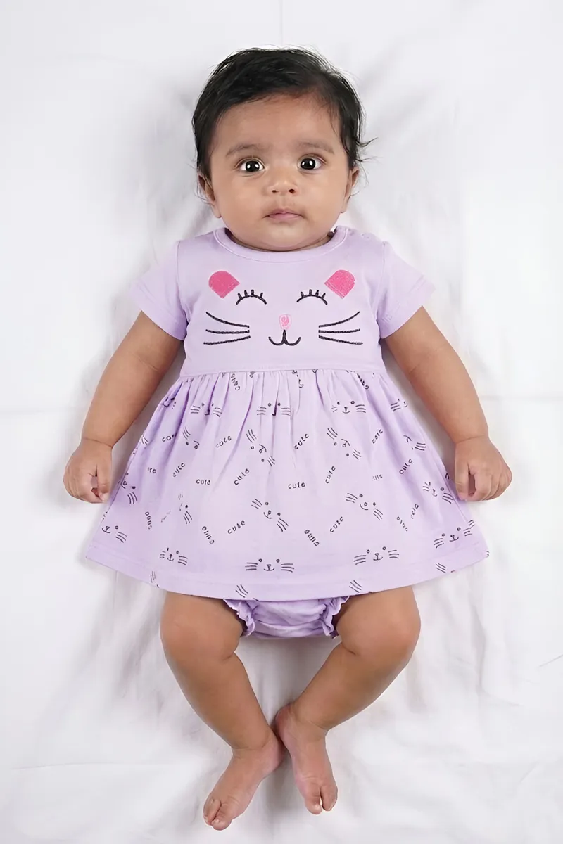 Cotton Frock with Panty Set for Baby Girl - Lavender