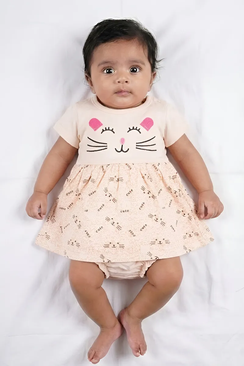 Cotton Frock with Panty Set for Baby Girl - Peach CLJBCL0075PEA36M