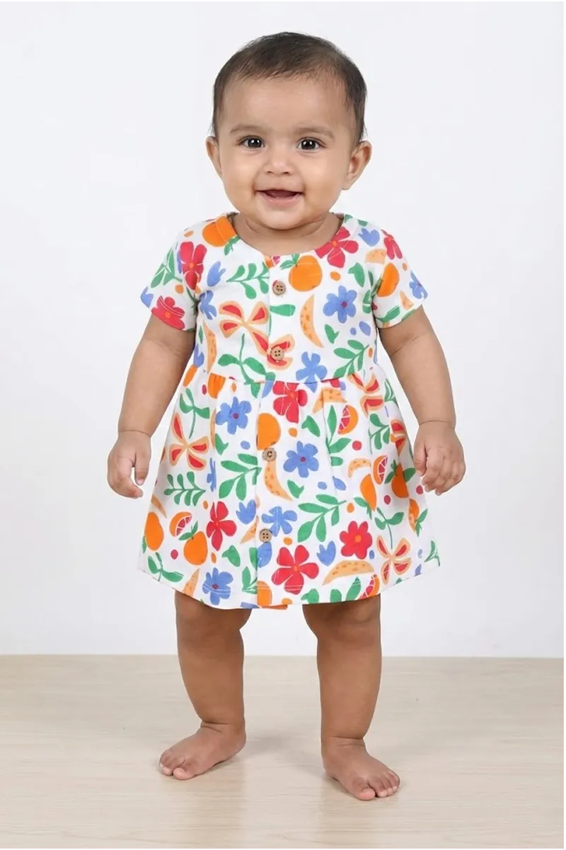 Cotton Printed Frock for Baby Girl - Multicolor CLJBCL0093MUL1218