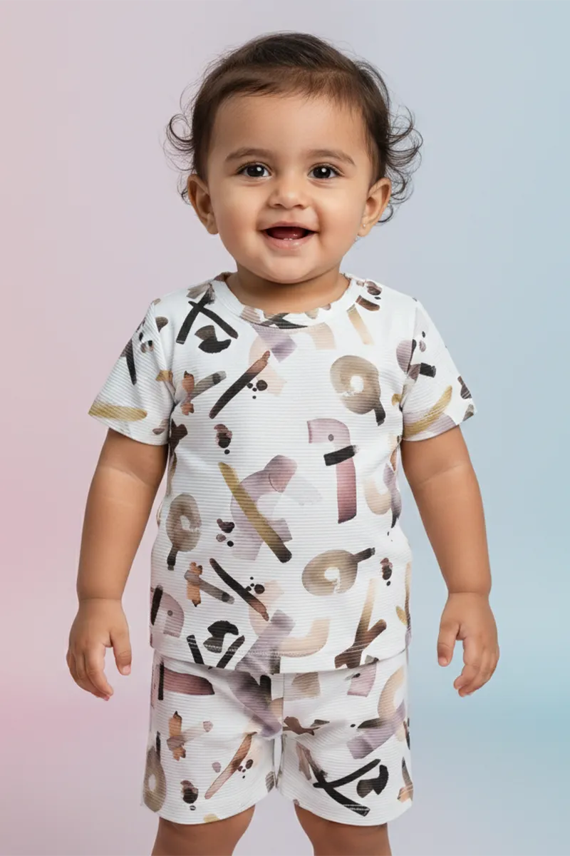 Tencel Printed T-Shirt and Shorts Set for Baby Boys - Multicolour