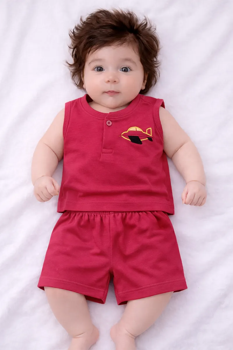 Embroidered Top and Shorts Set for Babies - Pink