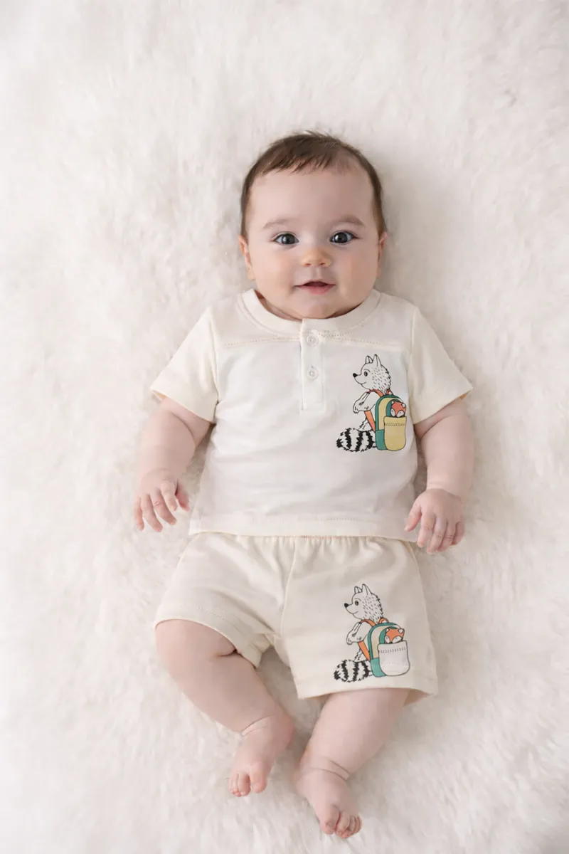 Printed T-Shirt and Shorts for Babies - Yellow CLJBCS00253YEL36M