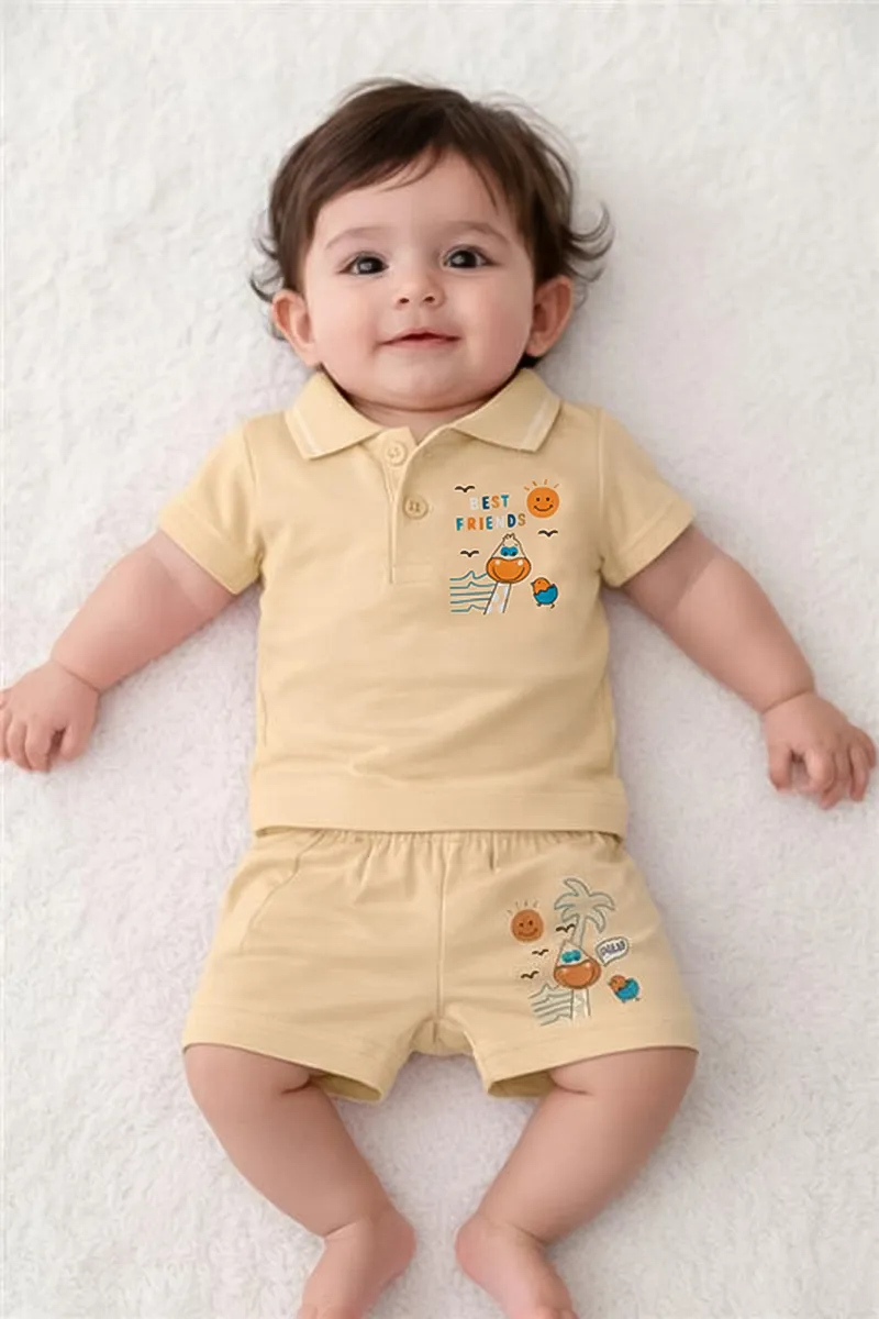 Printed T-Shirt and Shorts for Babies - Sandal CLJBCS00271SAN36M