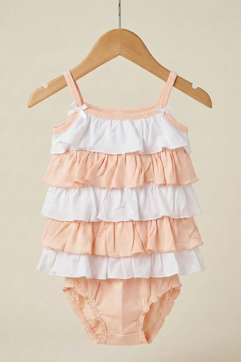 Cotton Frill Frock with Panty Set for Baby Girl - Peach CLJBCS00279PEA1218
