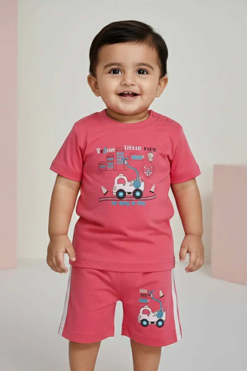 Printed T-Shirt and Shorts for Babies - Pink