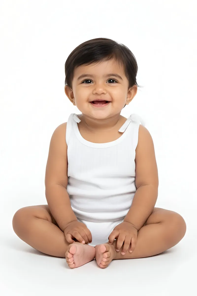 Cotton Knot Jhabla for Babies - White CLJBJ0010WHI03M