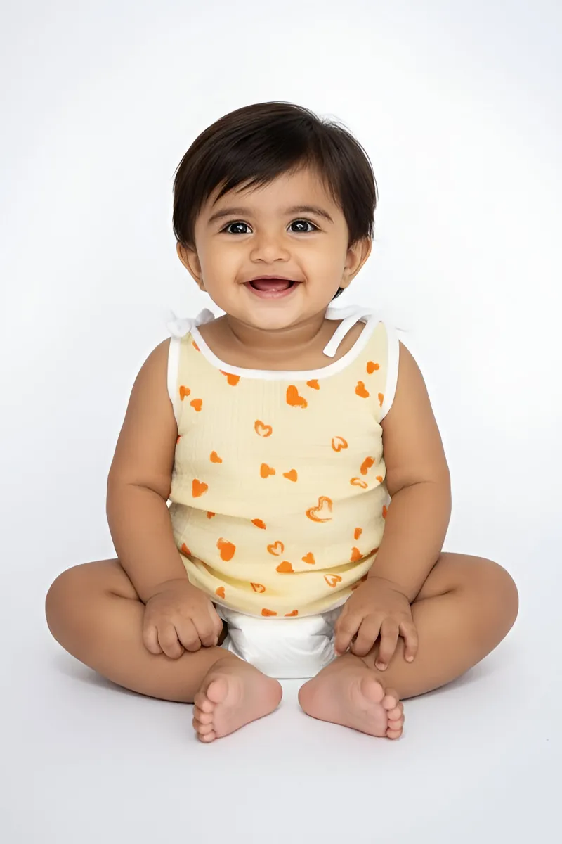 Cotton Knot Jhabla for Babies - Yellow CLJBJ001YEL03M