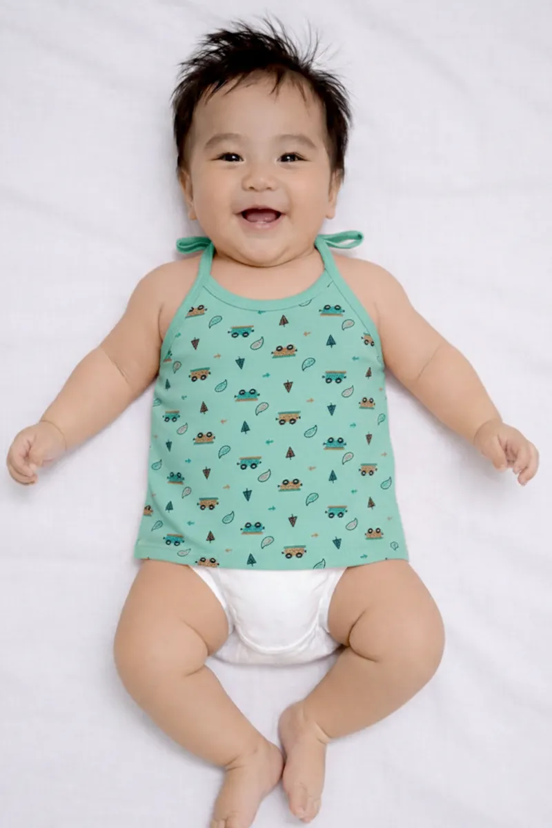 Printed Knot Jhabla for Babies - Aqua CLJBJ0064AQU03M