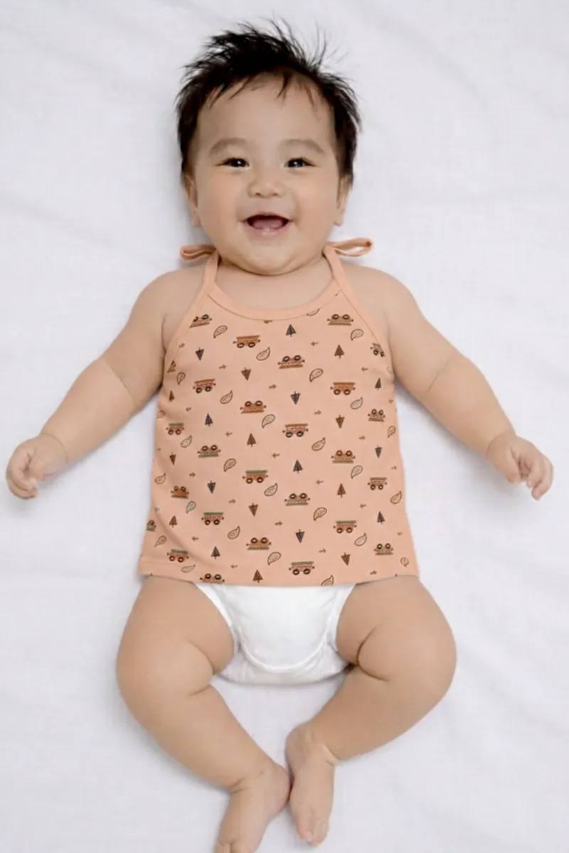 Printed Knot Jhabla for Babies - Peach CLJBJ0064PEA03M