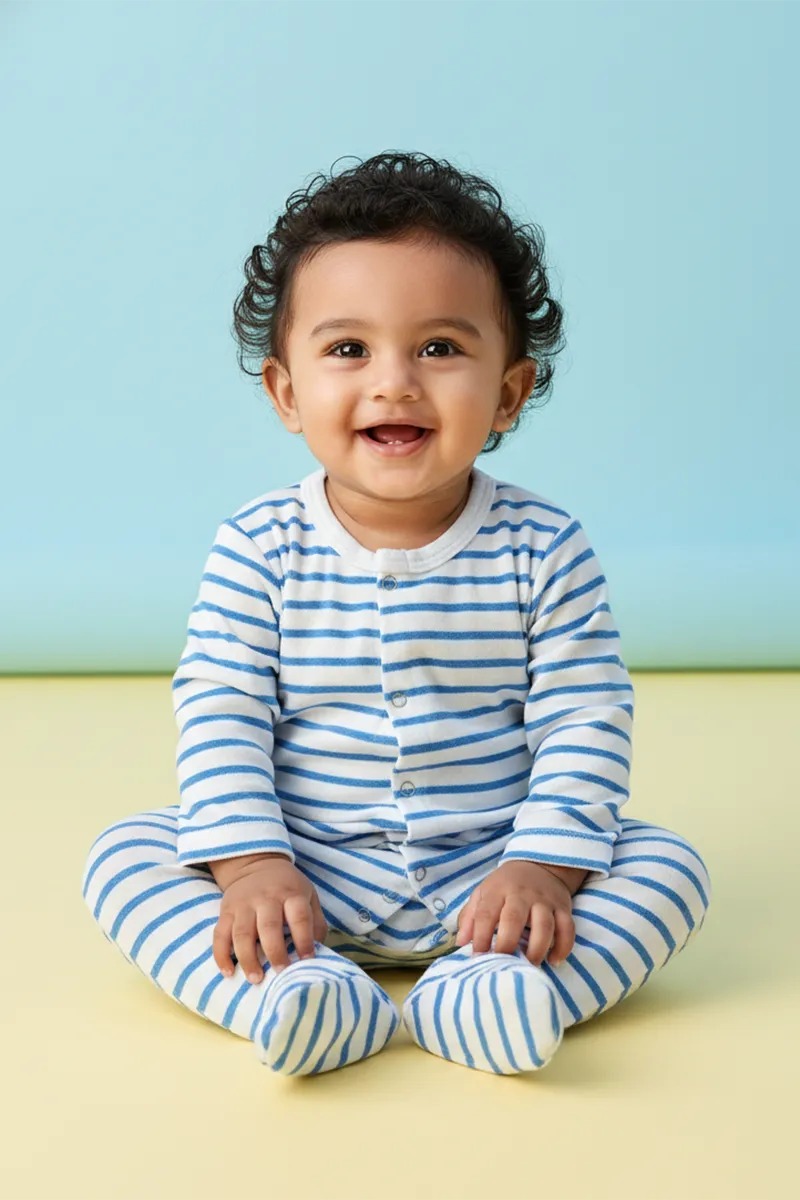 Cotton Rompers for Babies - Blue