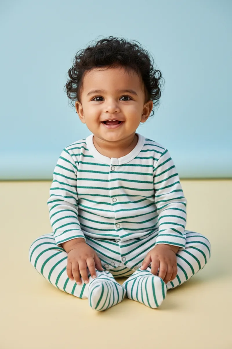 Cotton Rompers for Babies - Green CLJBR019GRE36M