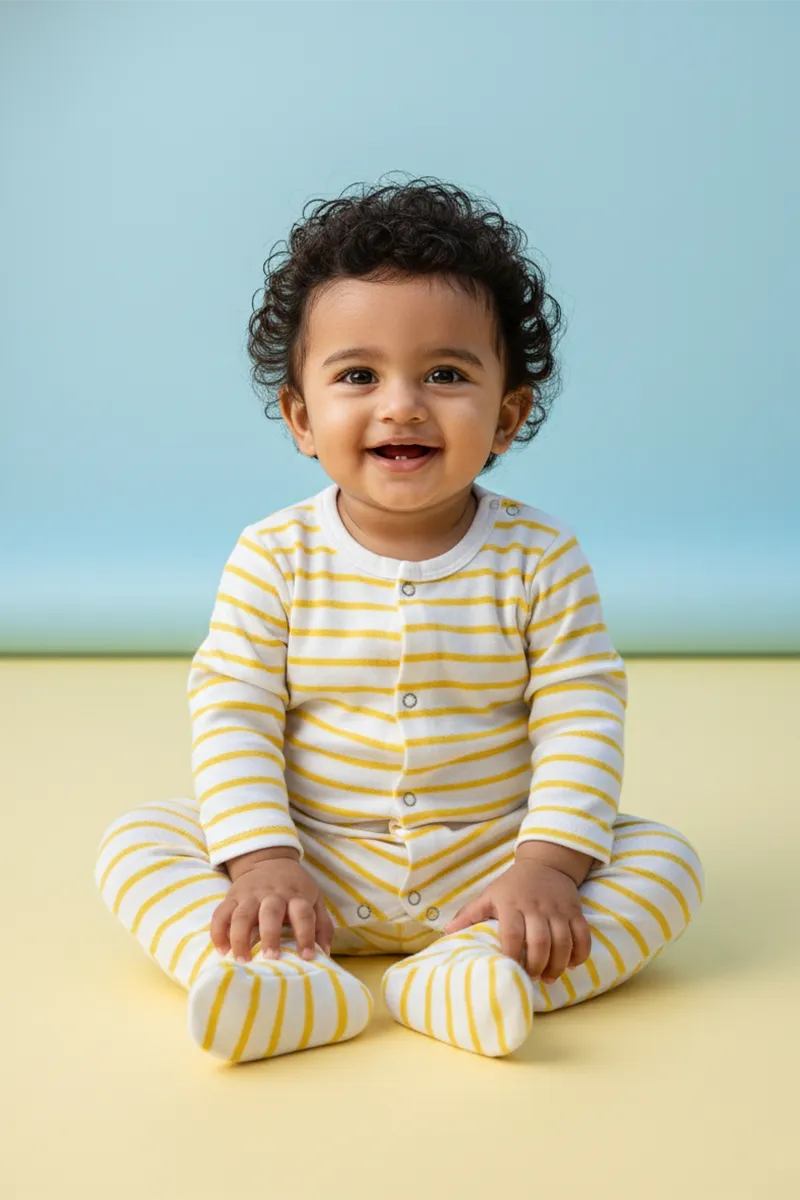 Cotton Rompers for Babies - Yellow CLJBR019YEL03M