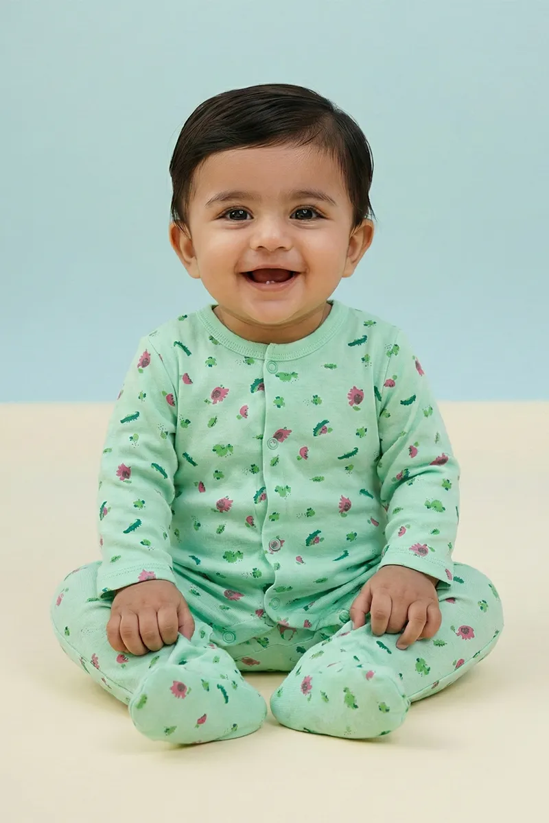 Cotton Rompers for Babies - Green CLJBR023GRE612M