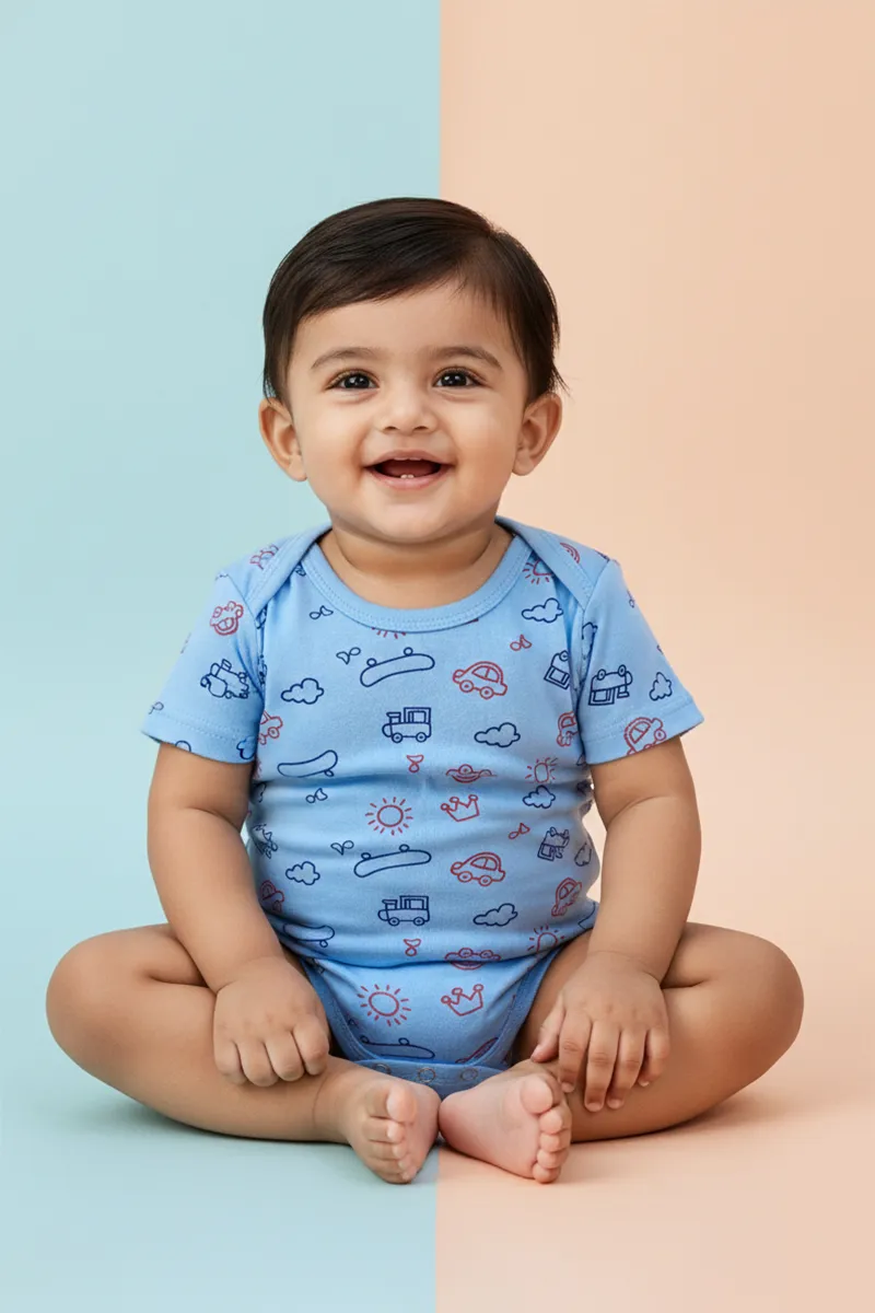 Cotton Rompers for Babies - Blue